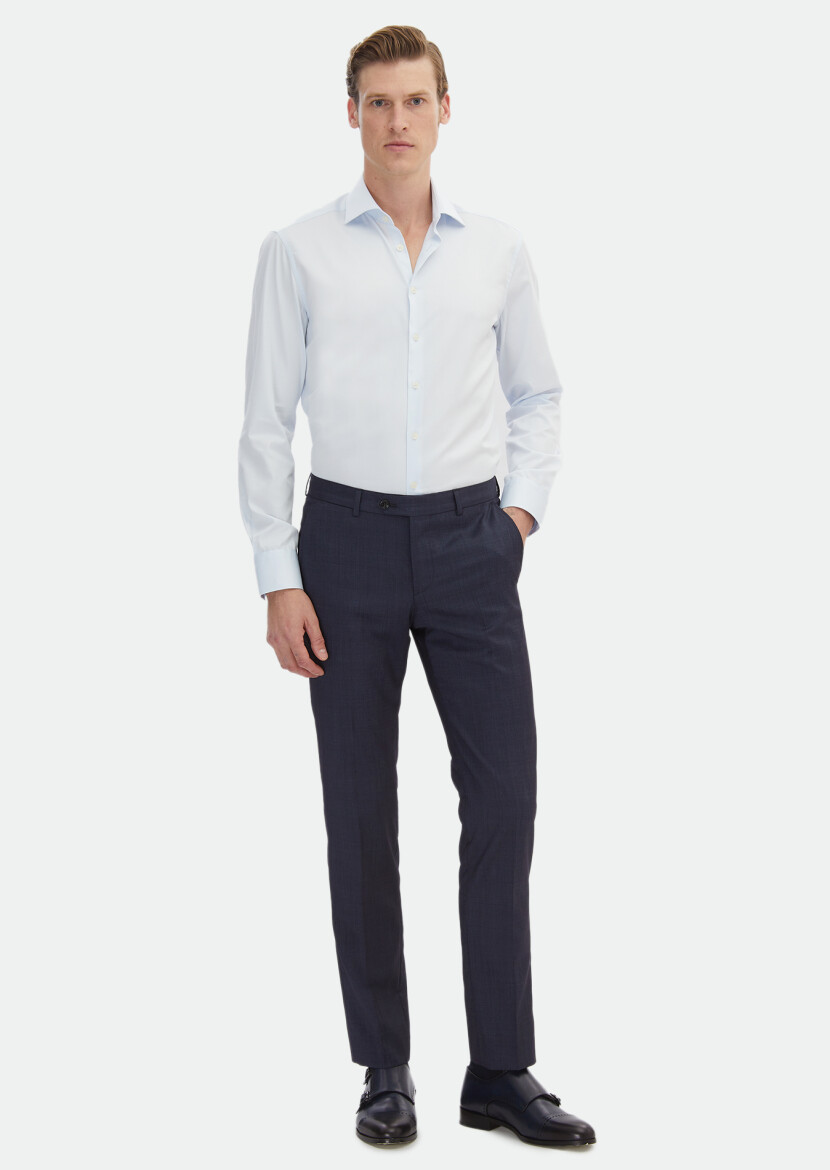 Light Blue Plain Regular Fit Weaving Classical 100% Cotton Shirt 
