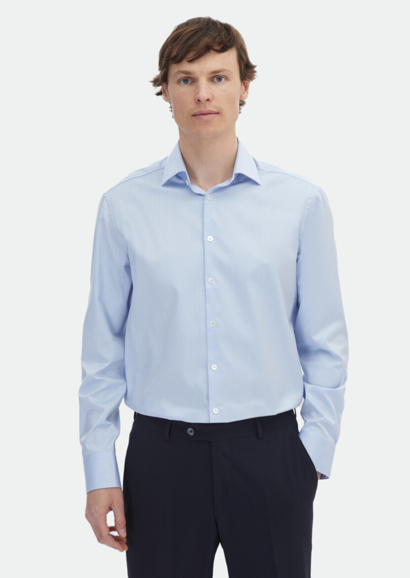 Light Blue Regular Fit Non Iron Weaving Classical 100% Cotton Shirt - RAMSEY