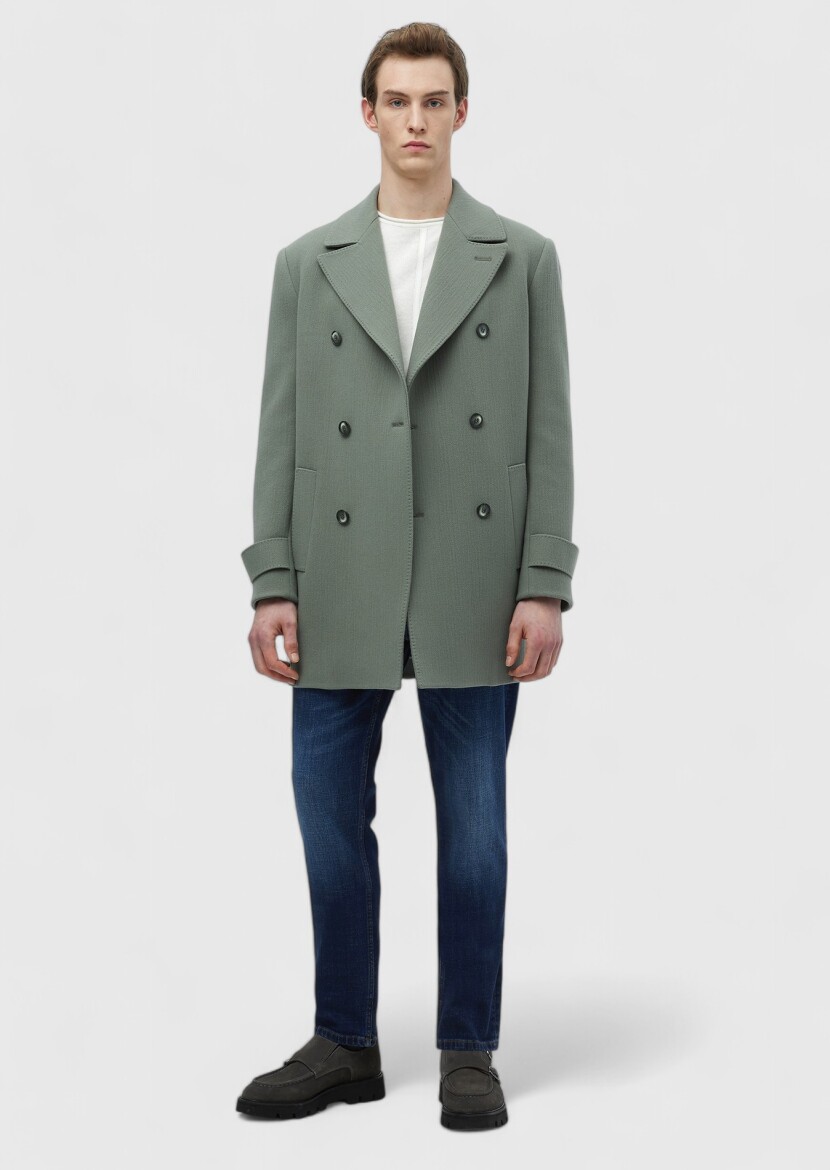 Light Green Weaving Overcoat 