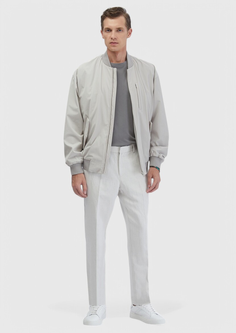 Light Grey Regular Fit Turtleneck Casual Weaving Coat - RAMSEY