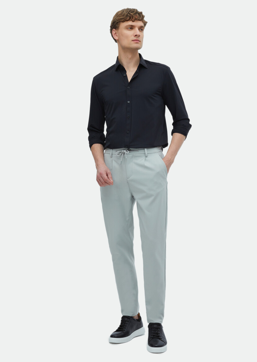 Light Grey Weaving Jogging Fit Casual Trousers - RAMSEY