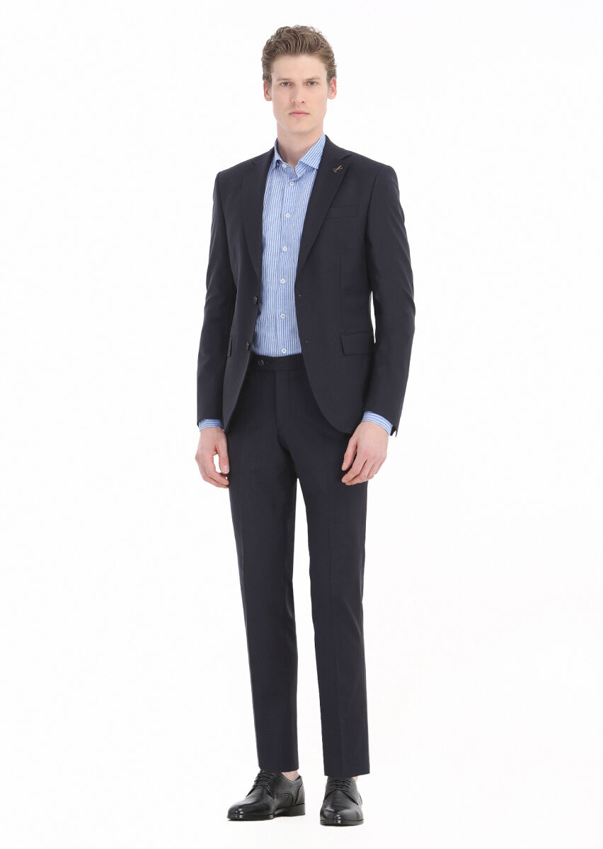 Mavi Çizgili Regular Fit Dokuma Casual Pamuk Karışımlı Gömlek - 3