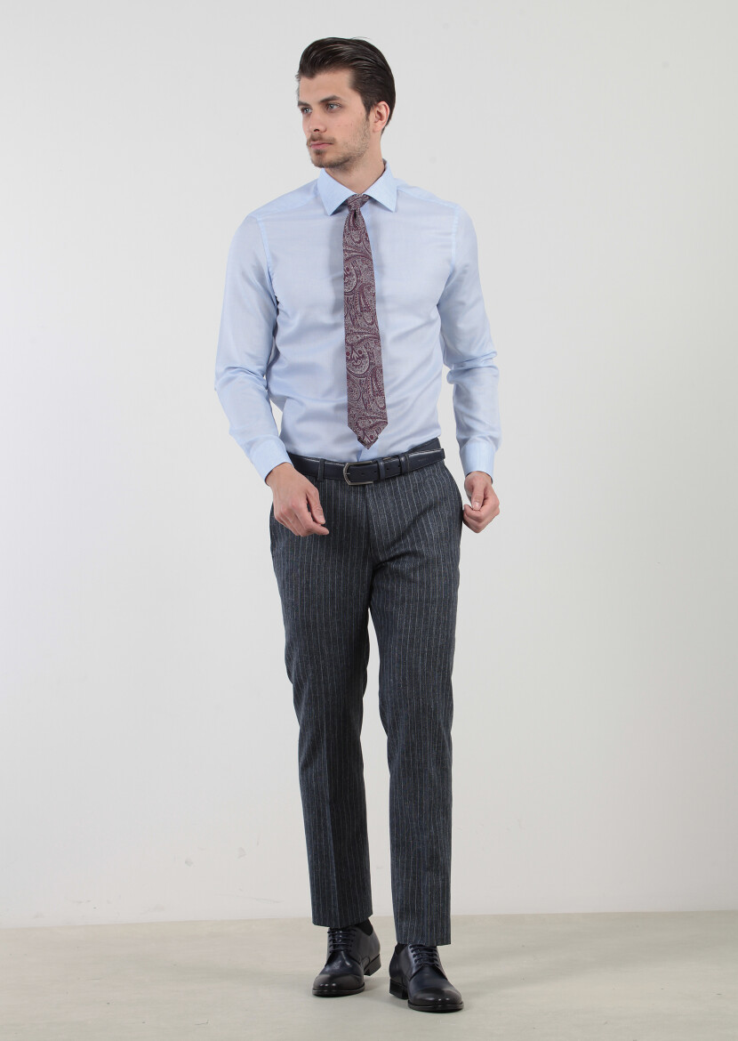 Mavi Desenli Regular Fit Dokuma Klasik Pamuk Karışımlı Gömlek - 1