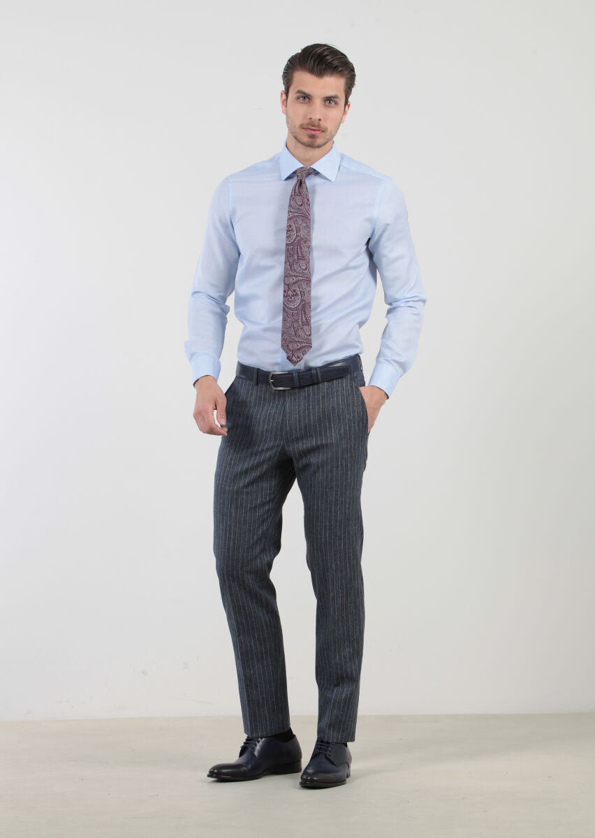 Mavi Desenli Regular Fit Dokuma Klasik Pamuk Karışımlı Gömlek - 2