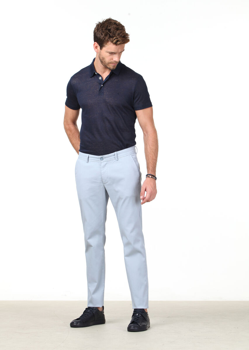 Mavi Düz Dokuma Regular Fit Casual Pamuk Karışımlı Pantolon - 1