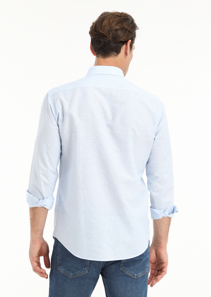 Mavi Mikro Regular Fit Dokuma Casual Pamuk Karışımlı Gömlek - 4