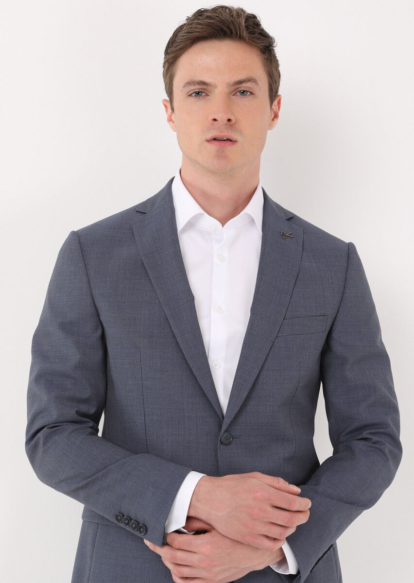 Mavi Mikro Zeroweight Slim Fit %100 Yün Takım Elbise - 4