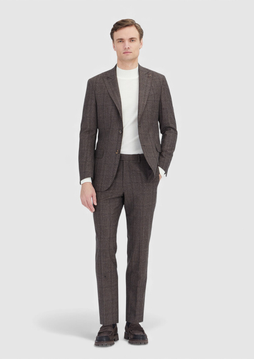 Mink Checkered Zeroweight Slim Fit 100% Wool Suit - RAMSEY