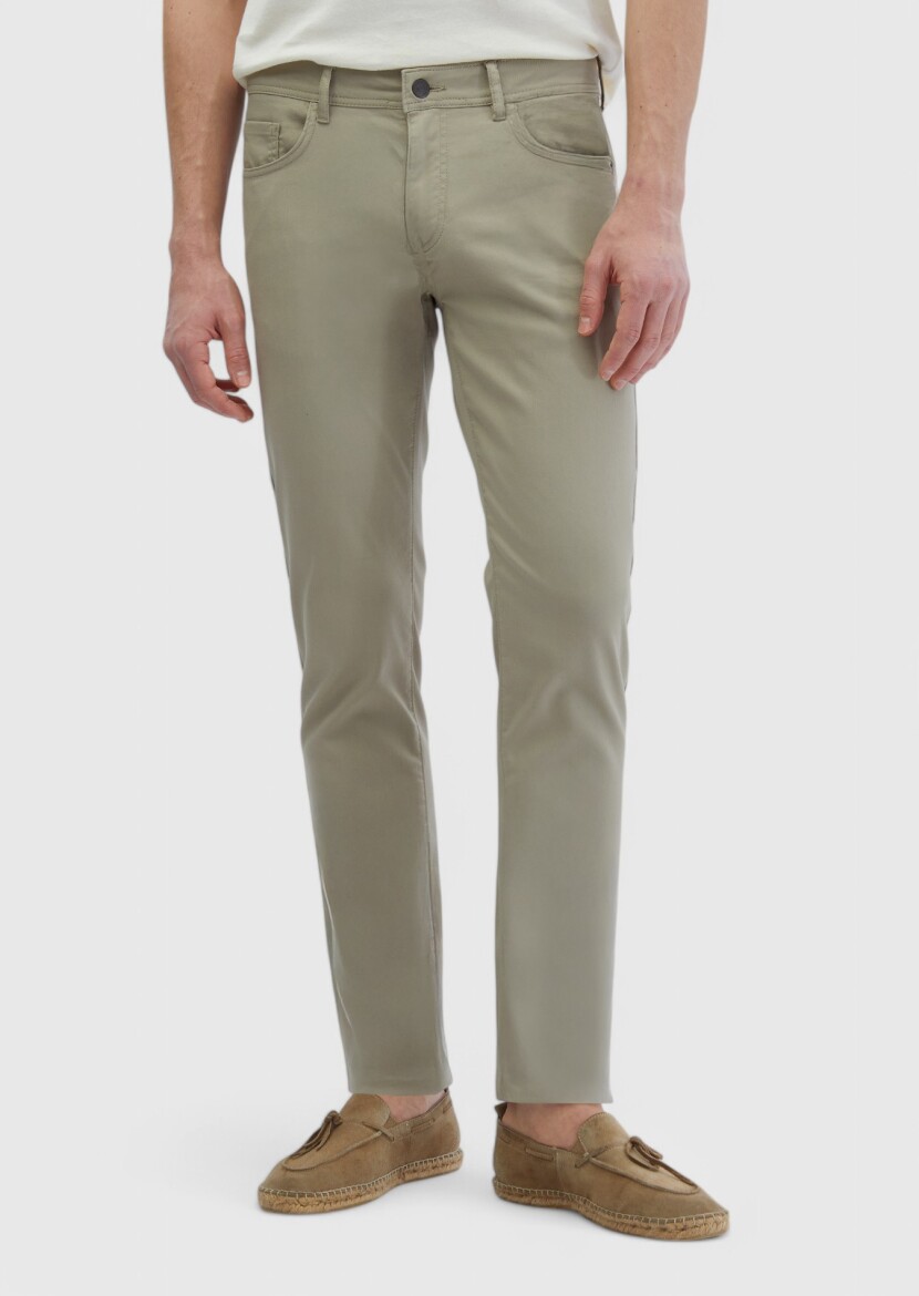 Mink Weaving Slim Fit Casual Cotton Blended Trousers 