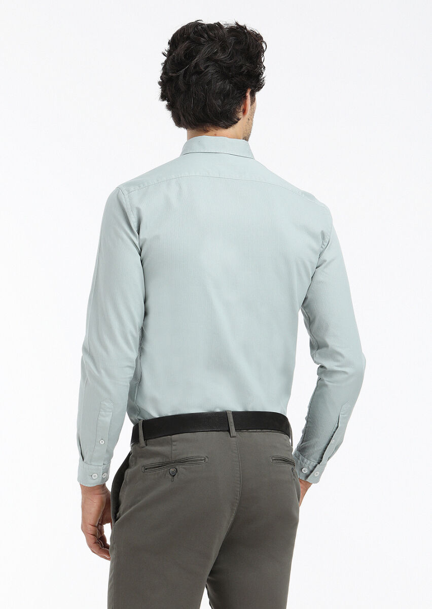 Mint Fitilli Regular Fit Dokuma Casual %100 Pamuk Gömlek - 4