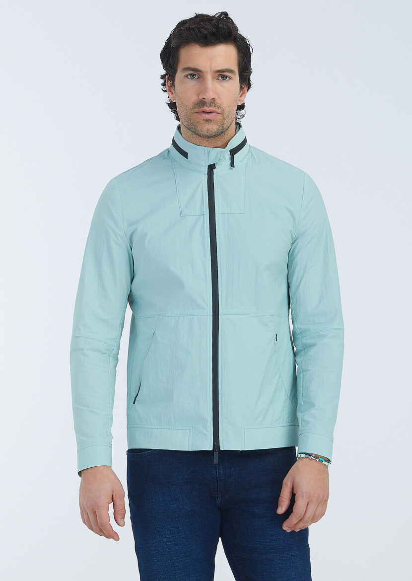 Mint Removable Hood Weaving Coat 
