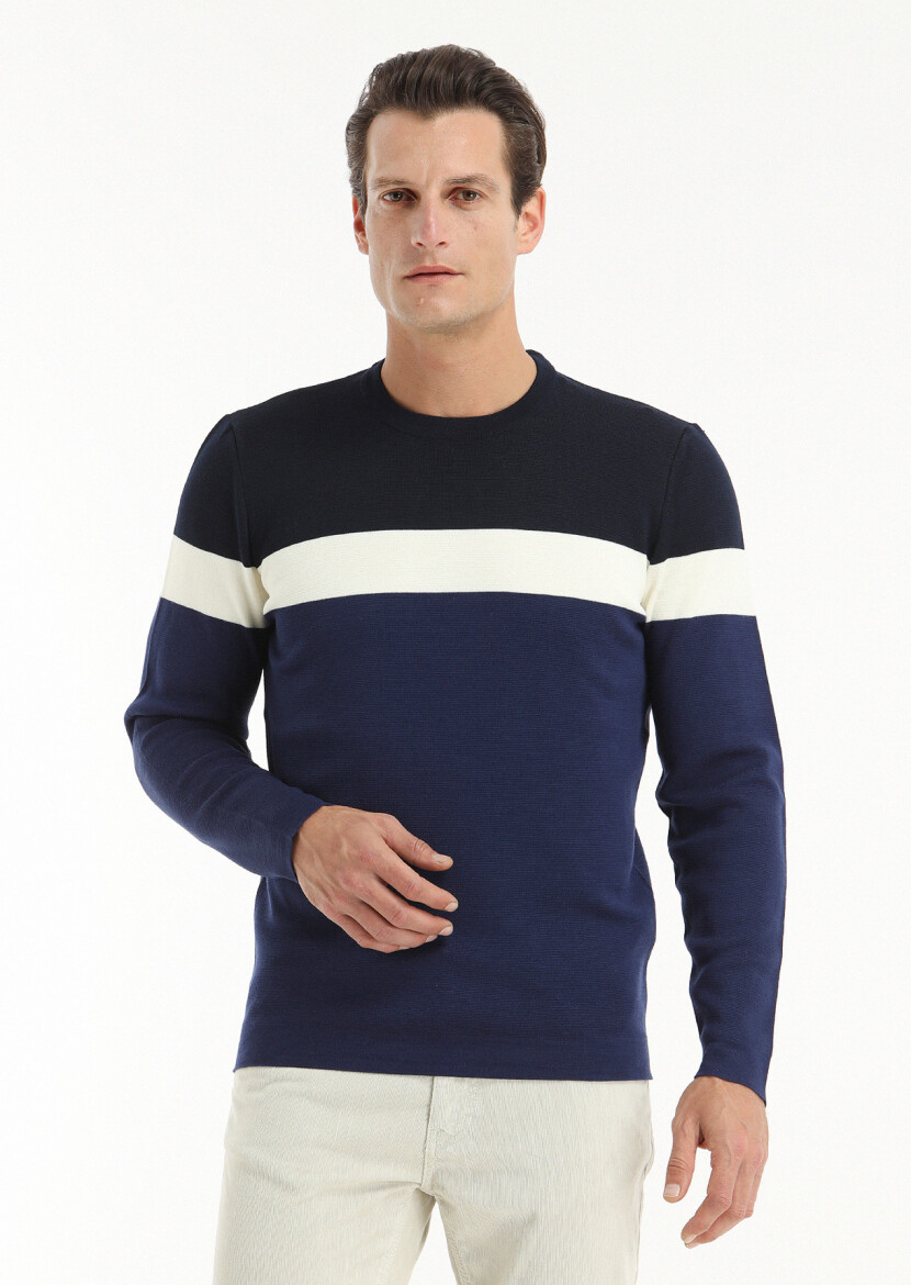 Navy Blue Knitwear Sweatshirt 