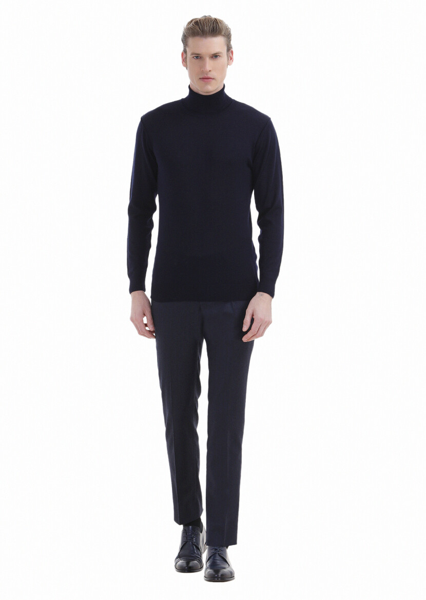 Navy Blue Knitwear Sweatshirt 