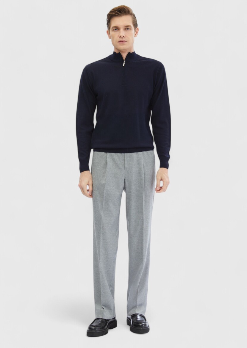 Navy Blue Knitwear Sweatshirt 