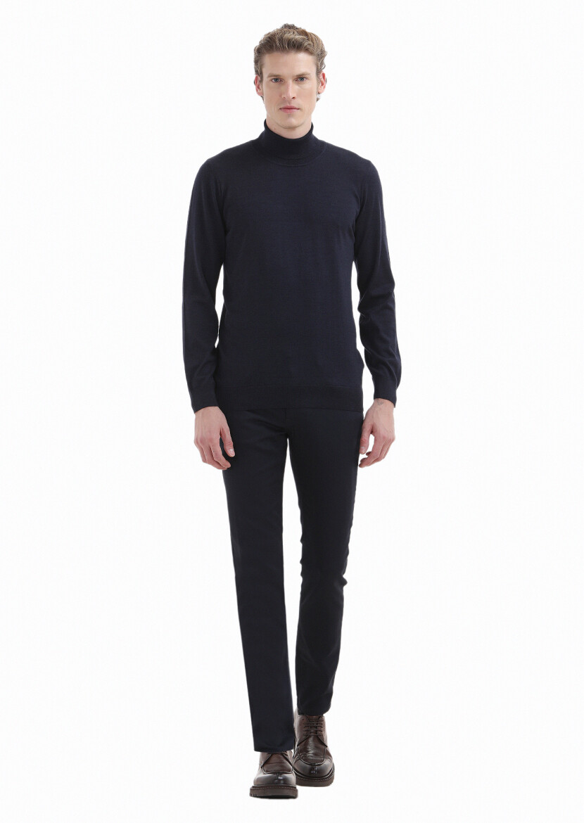 Navy Blue Knitwear Sweatshirt 