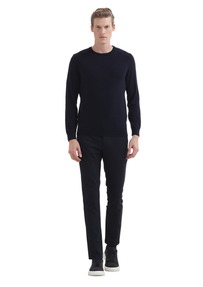 Navy Blue Knitwear Sweatshirt 