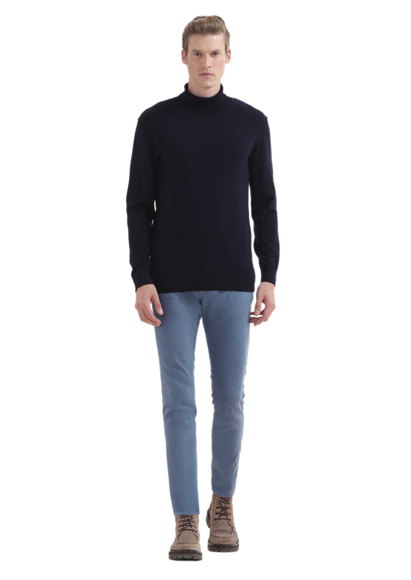 Navy Blue Knitwear Sweatshirt 