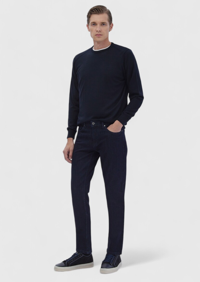Navy Blue Knitwear Sweatshirt - RAMSEY
