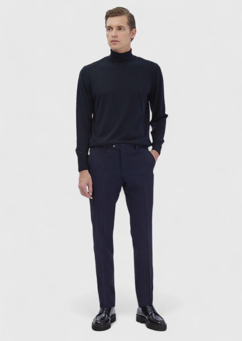 Navy Blue Knitwear Sweatshirt 