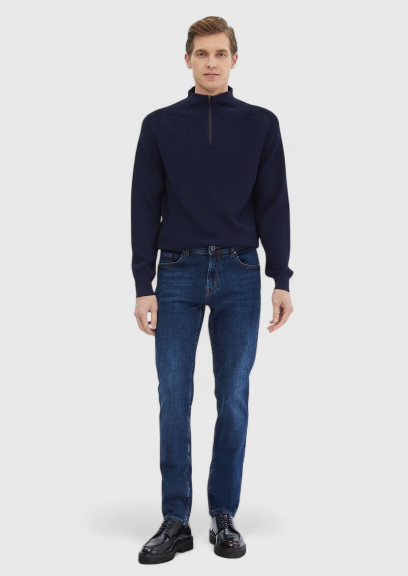 Navy Blue Knitwear Sweatshirt 