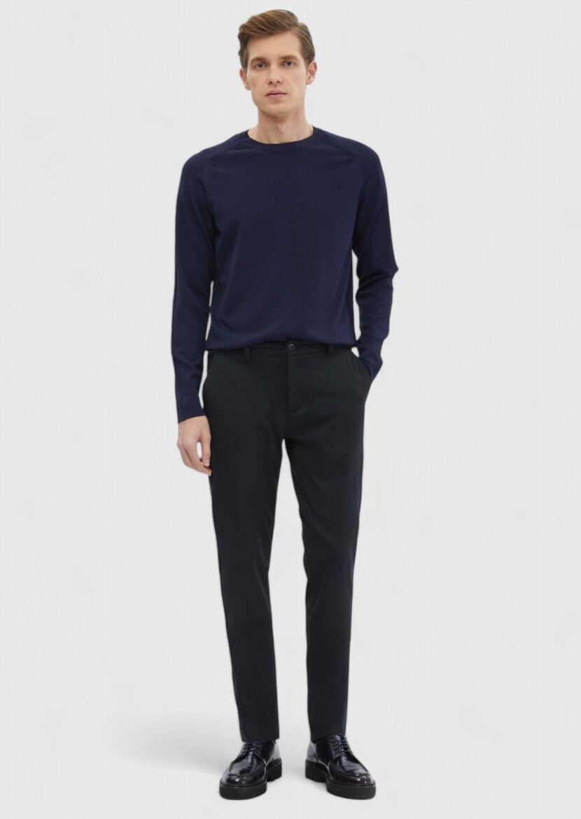 Navy Blue Knitwear Sweatshirt 