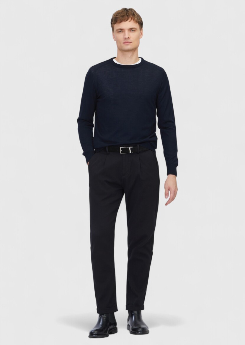 Navy Blue Knitwear Sweatshirt - RAMSEY