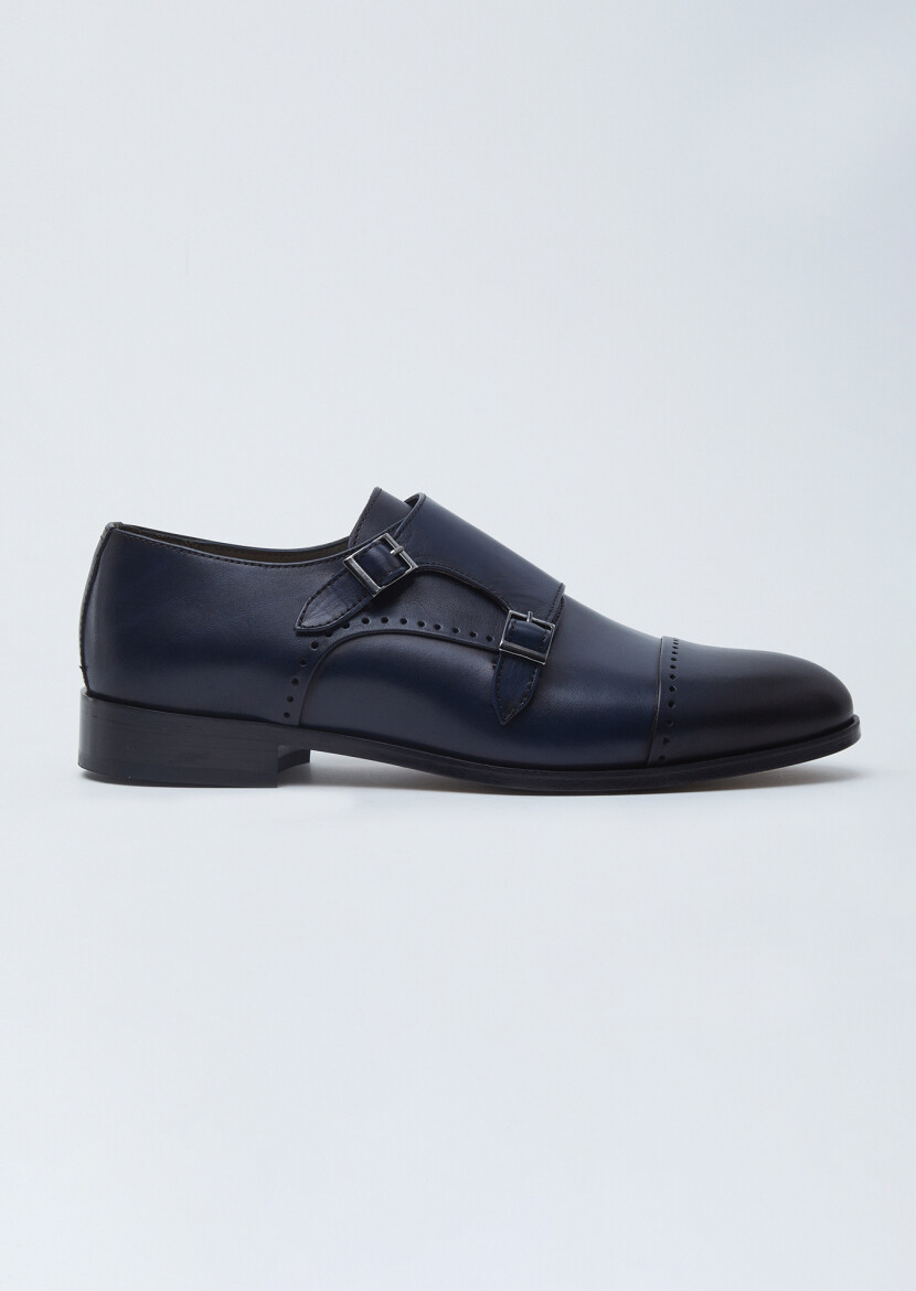Navy Blue Leather Classical Loafer - RAMSEY