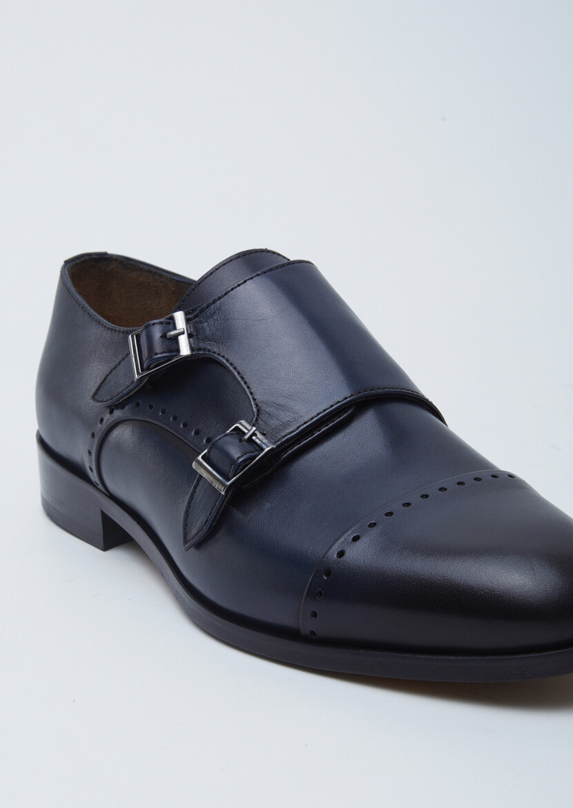 Navy Blue Leather Classical Loafer - RAMSEY