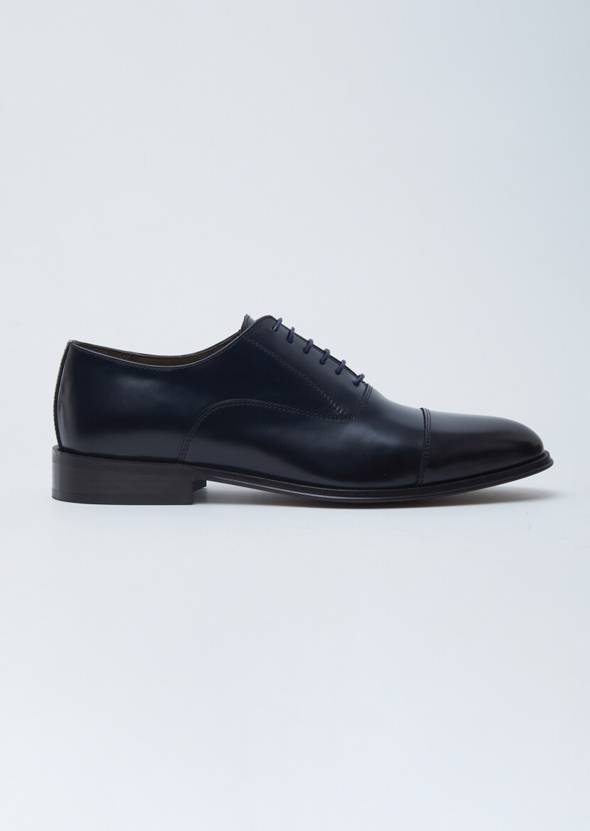 Navy Blue Leather Shoes - 1