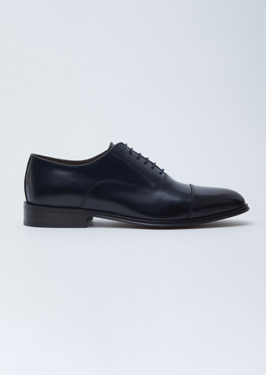 Navy Blue Leather Shoes - 1
