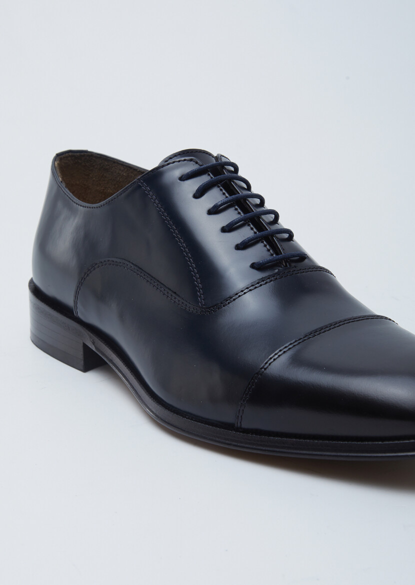 Navy Blue Leather Shoes 