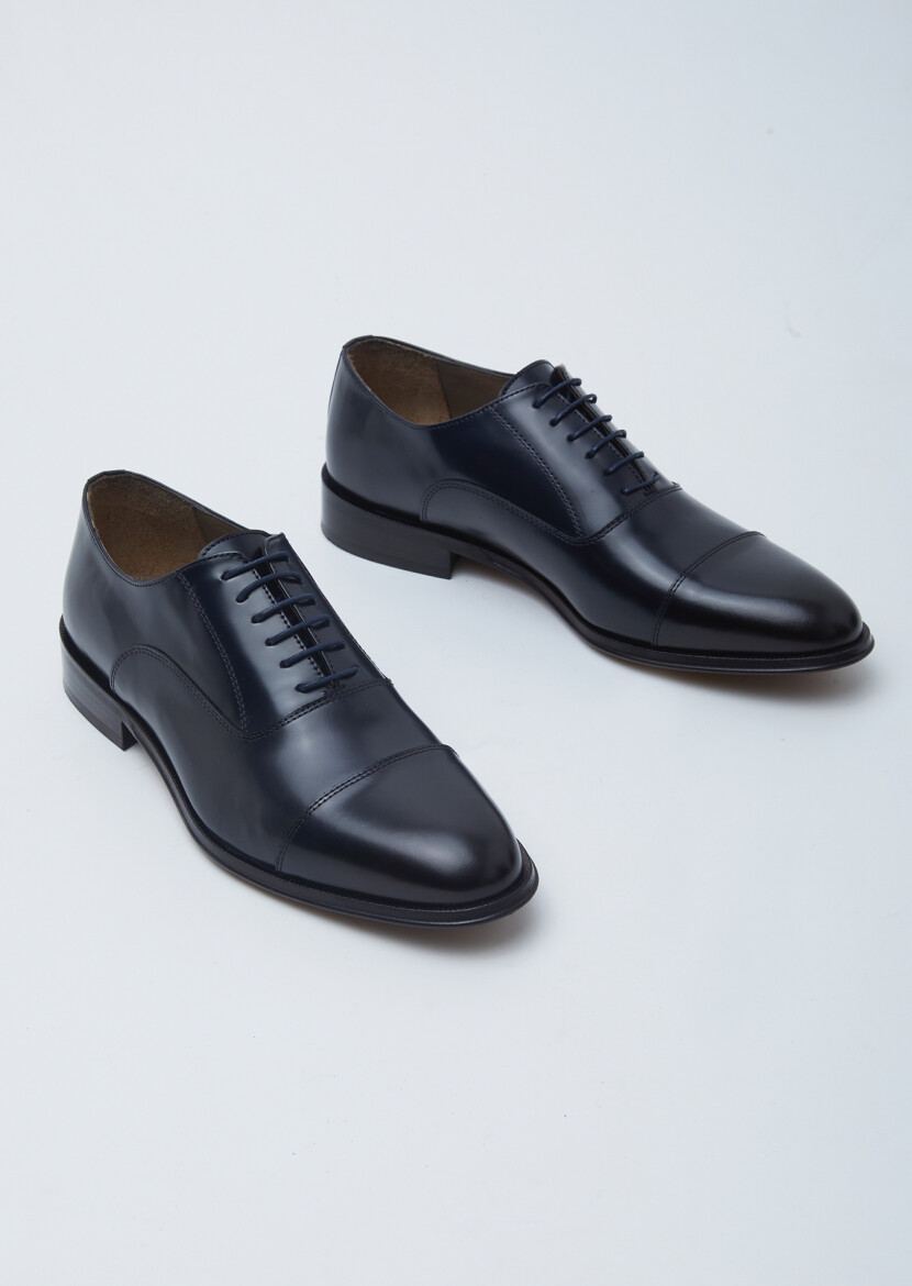 Navy Blue Leather Shoes - 3