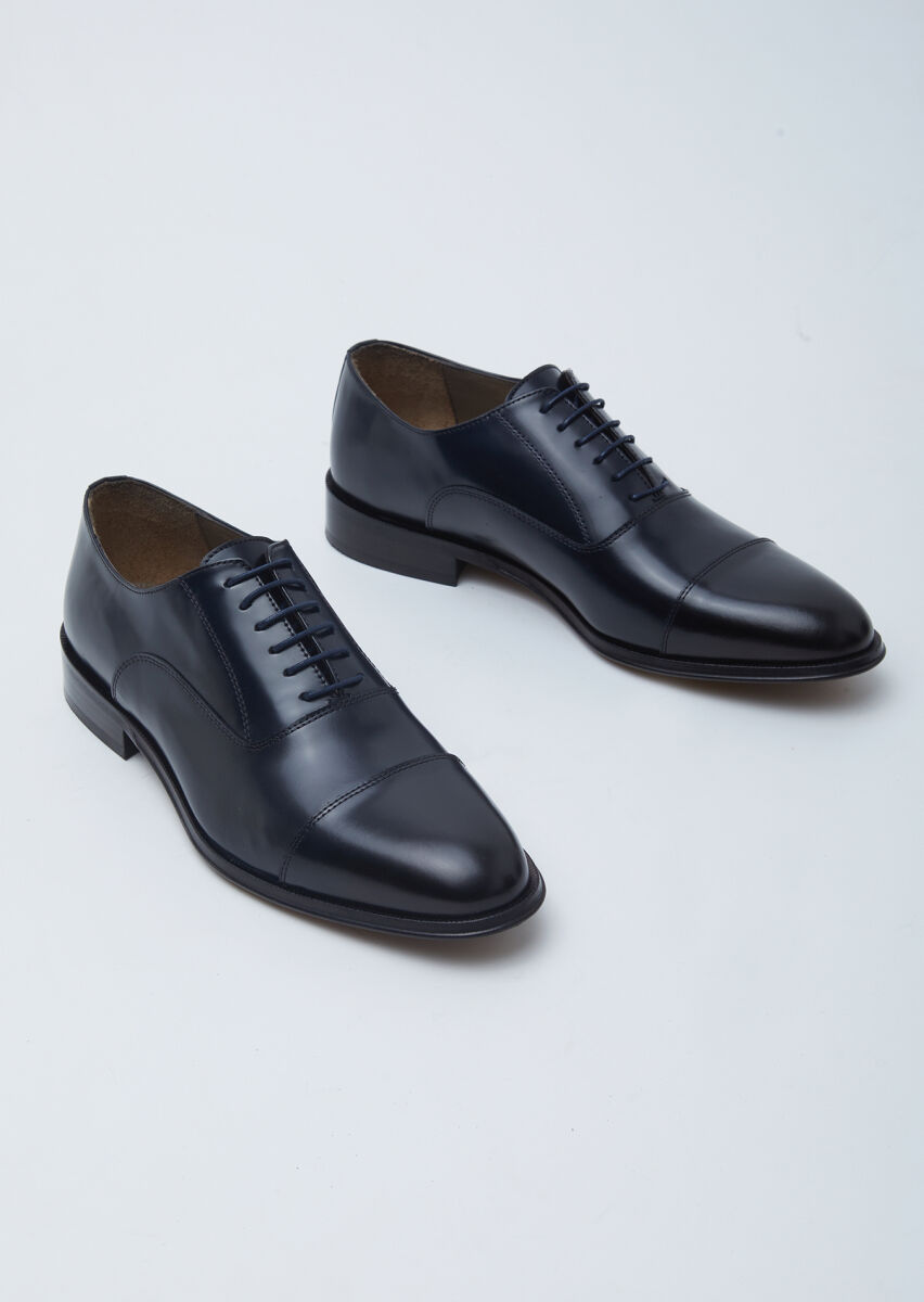 Navy Blue Leather Shoes - 3