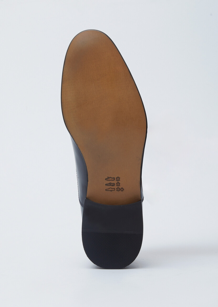 Navy Blue Leather Shoes - 4