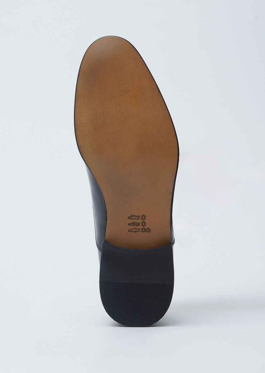 Navy Blue Leather Shoes - 4