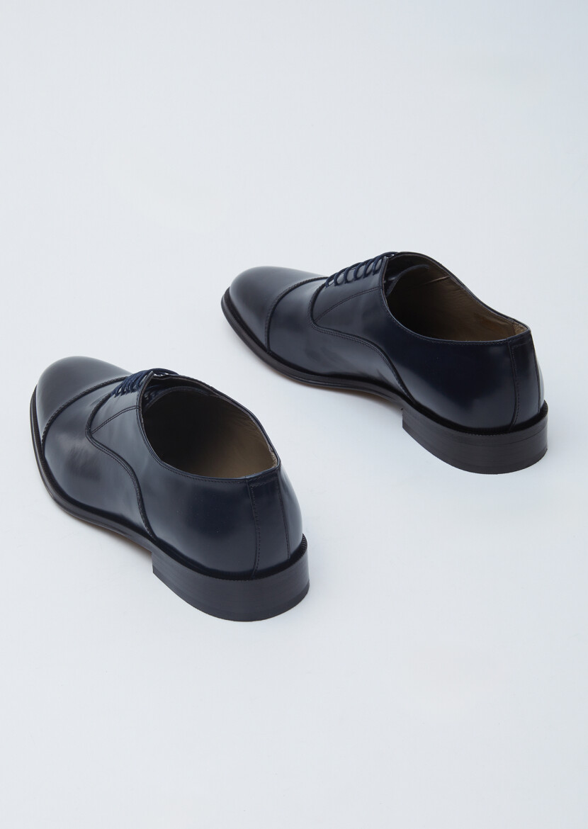 Navy Blue Leather Shoes - 5