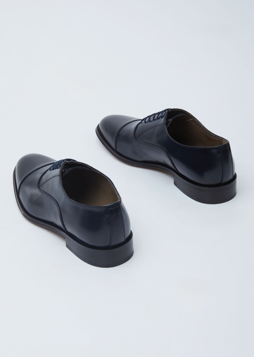 Navy Blue Leather Shoes - 5