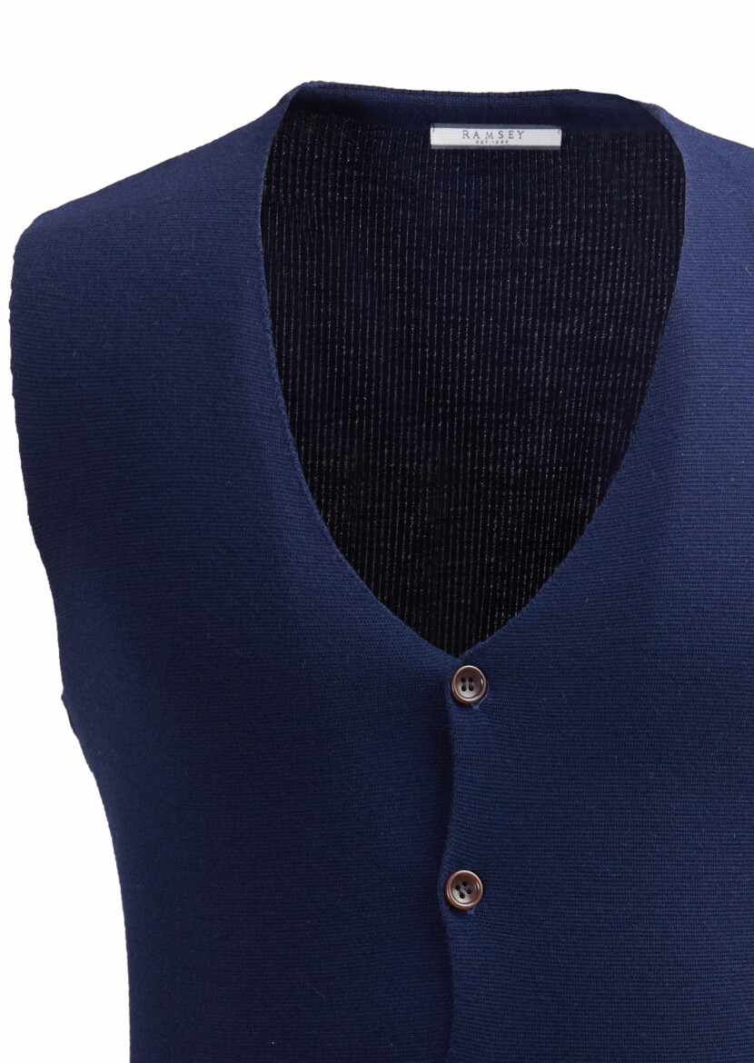Navy Blue Plain Knitting Knit Vest 