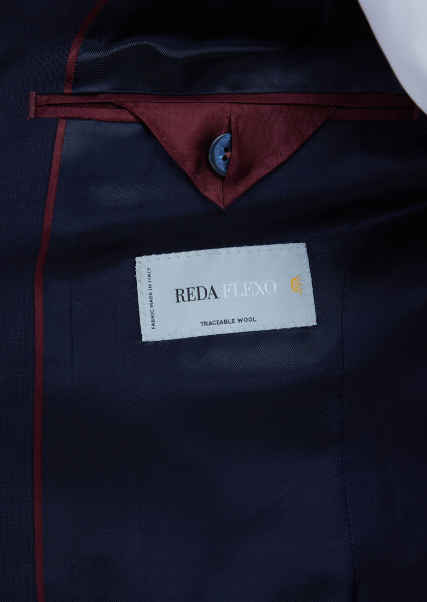 Navy Blue Plain Modern Fit Wool Blended Suit - 6
