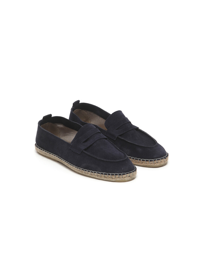 Navy Blue Suede Casual Loafer - RAMSEY