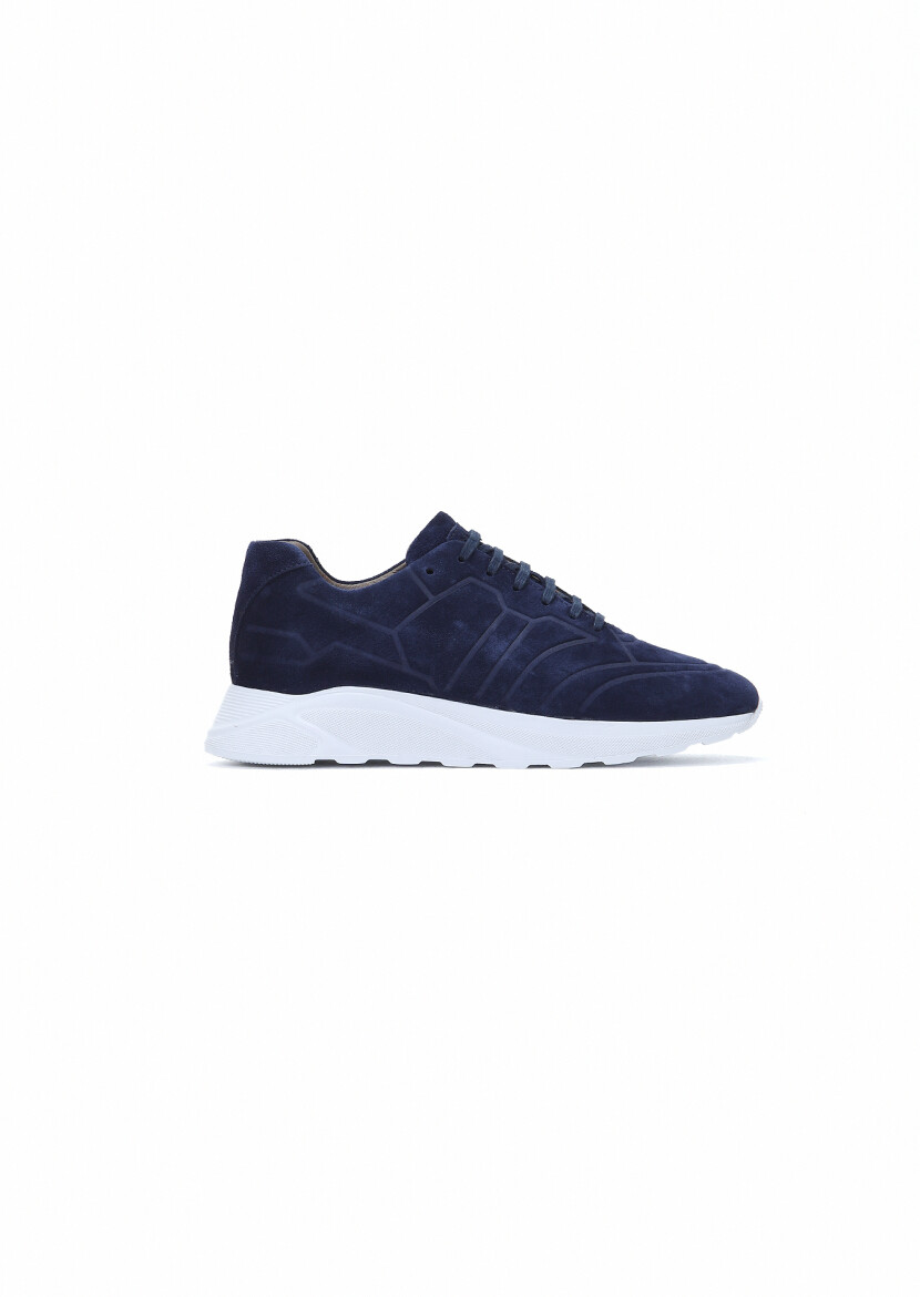Navy Blue Suede Sneaker - 1