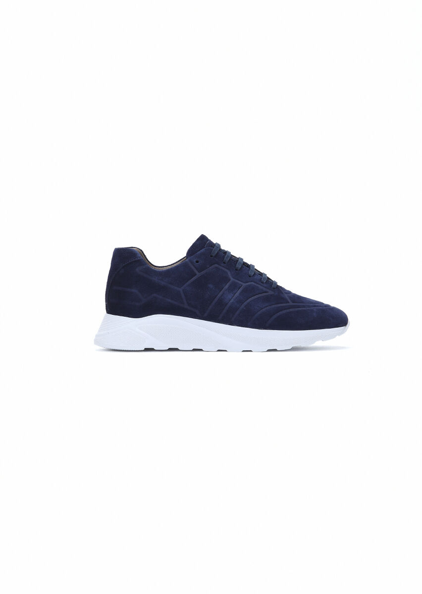 Navy Blue Suede Sneaker - 1