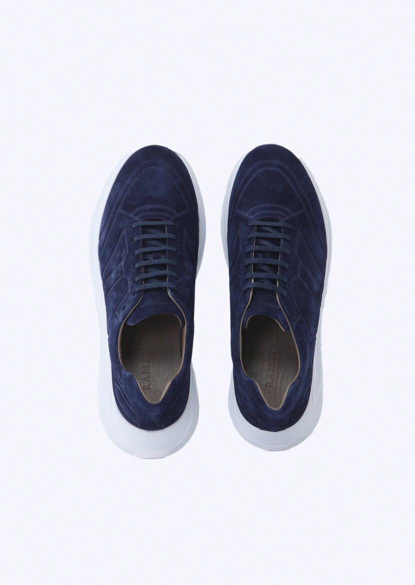 Navy Blue Suede Sneaker - 6