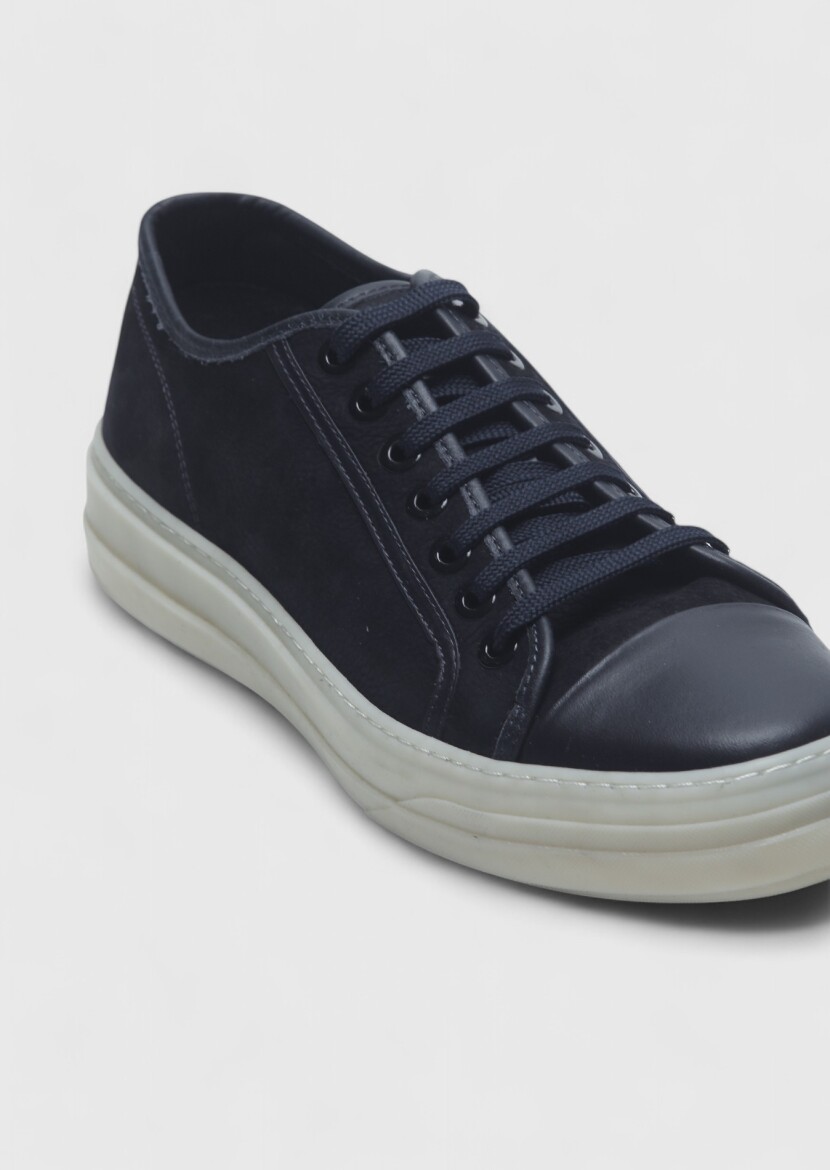 Navy Blue Suede Sneaker - RAMSEY