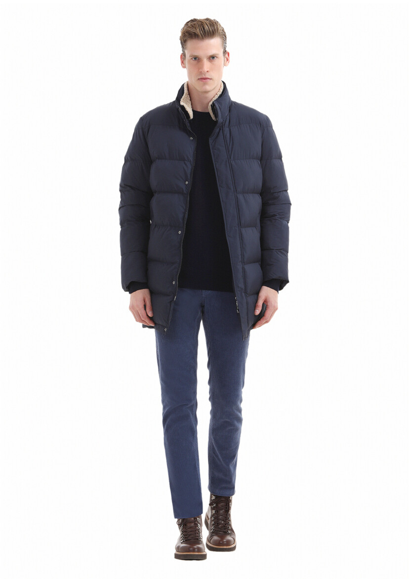 Navy Blue Weaving Coat 