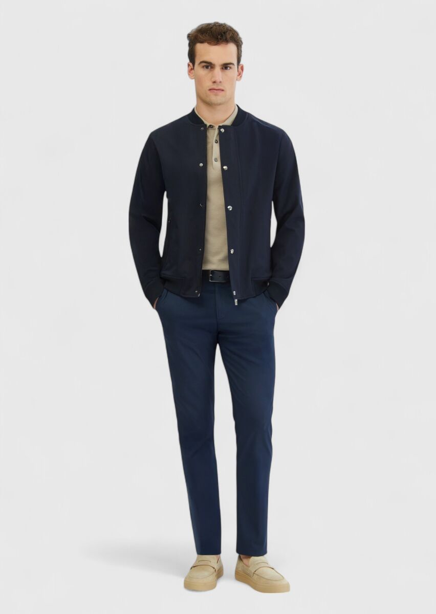 Navy Blue Weaving Coat - 2