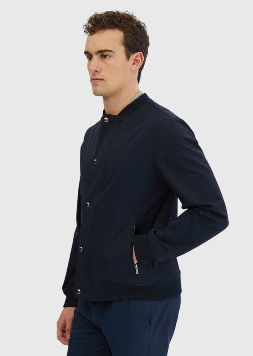 Navy Blue Weaving Coat - 3