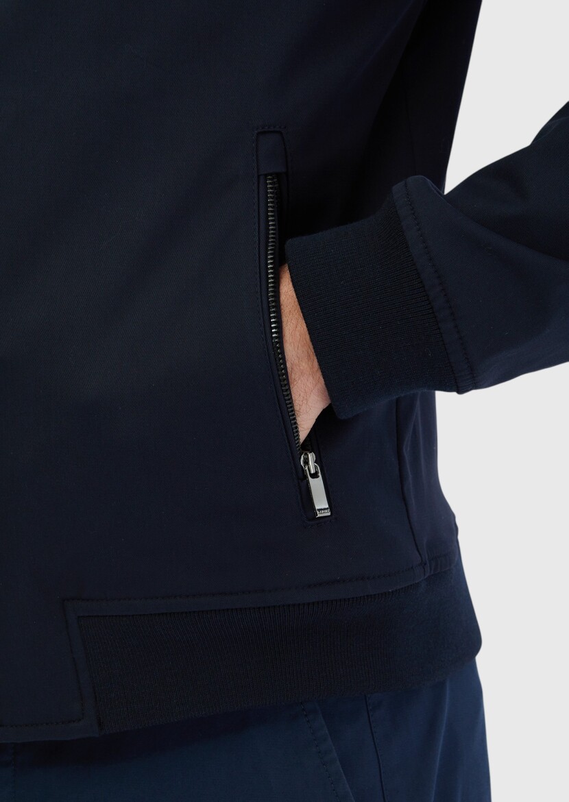 Navy Blue Weaving Coat - 5