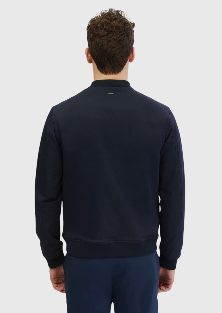 Navy Blue Weaving Coat - 7