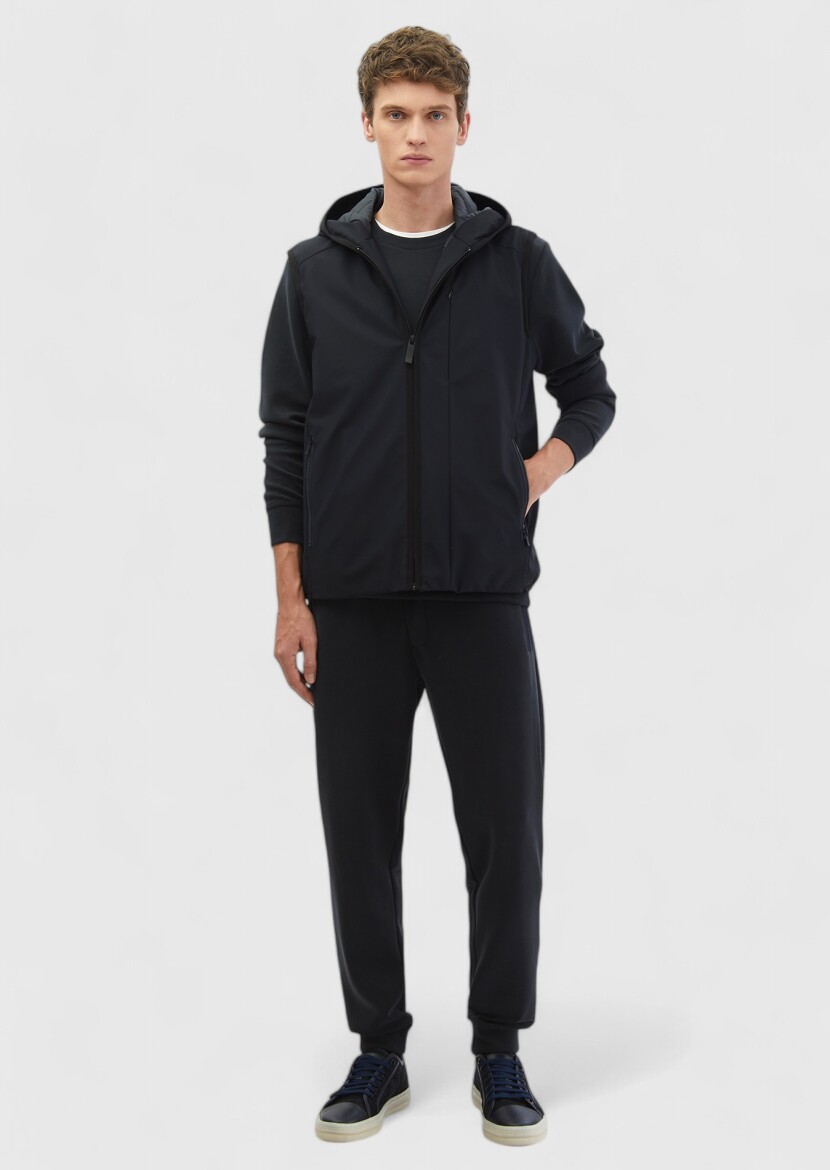 Navy Blue Weaving Puffer Vest 